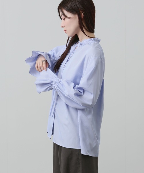 NAVY（ネイビー）の「NAVY　袖フリルブラウス（シャツ/ブラウス・レディース・サックスブルー/ホワイト・FREE）」の3枚目の写真