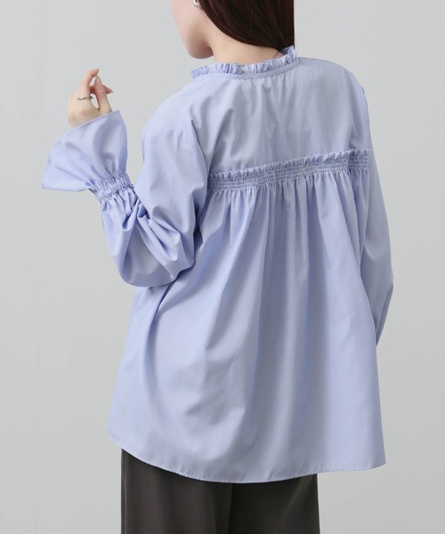 NAVY（ネイビー）の「NAVY　袖フリルブラウス（シャツ/ブラウス・レディース・サックスブルー/ホワイト・FREE）」の5枚目の写真