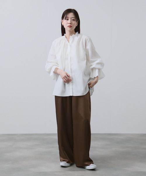 NAVY（ネイビー）の「NAVY　袖フリルブラウス（シャツ/ブラウス・レディース・サックスブルー/ホワイト・FREE）」の11枚目の写真