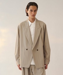 UJOH（ウジョー）の「【UJOH HOMME/ウジョー】Peaked Lapel Collar Shirt JKT / 2/72 ｳｰﾙﾄﾛﾋﾟﾝｽﾄﾗｲﾌﾟ / M732-J50-102（テーラードジャケット）」