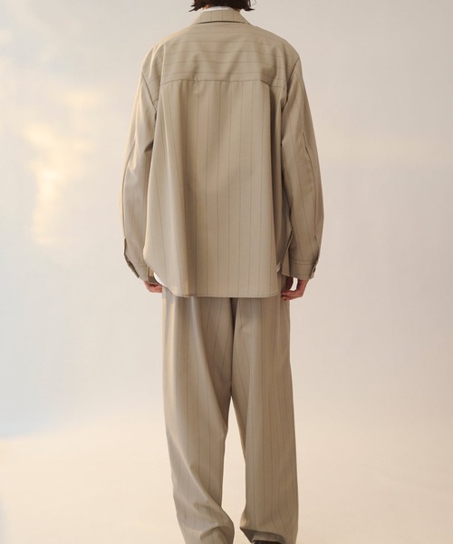 UJOH（ウジョー）の「【UJOH HOMME/ウジョー】Peaked Lapel Collar Shirt JKT / 2/72 ｳｰﾙﾄﾛﾋﾟﾝｽﾄﾗｲﾌﾟ / M732-J50-102（テーラードジャケット・メンズ・グレー/ブラウン・4/5）」の6枚目の写真