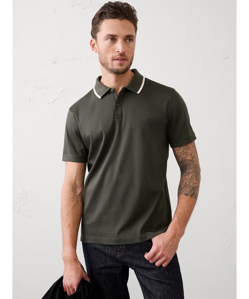 BANANA REPUBLIC FACTORY STORE(バナナリパブリック ファクトリーストア)の「BANANA REPUBLIC FACTORY STORE Luxe Touch ティップド ポロシャツ(ポロシャツ・メンズ・ピンク/グリーン/アイボリー・S/M/L/XL)」の2枚目の写真