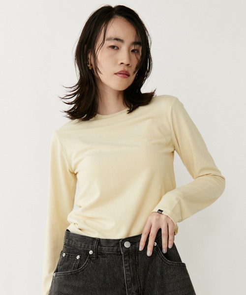 VION(ヴィオン)の「ソフトブラッシュドロングスリーブティー / Soft Brushed Long Sleeve TEE(Tシャツ/カットソー・レディース・ブラック/ベージュ・FREE)」の3枚目の写真