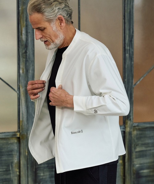 Maison code 13(メゾンコードサーティーン)の「ms6440-front fly stretch oxford long sleeve shirts シャツ(M26S-01)(シャツ/ブラウス・メンズ・ホワイト/ブラック・S/M/L)」の1枚目の写真