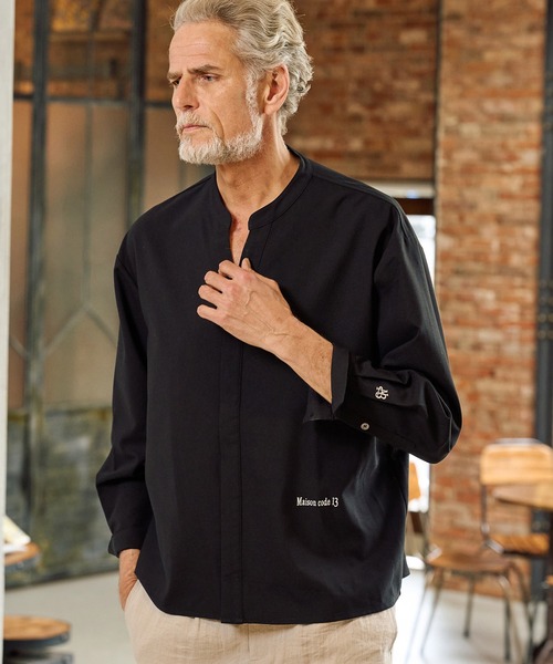 Maison code 13(メゾンコードサーティーン)の「ms6440-front fly stretch oxford long sleeve shirts シャツ(M26S-01)(シャツ/ブラウス・メンズ・ホワイト/ブラック・S/M/L)」の3枚目の写真