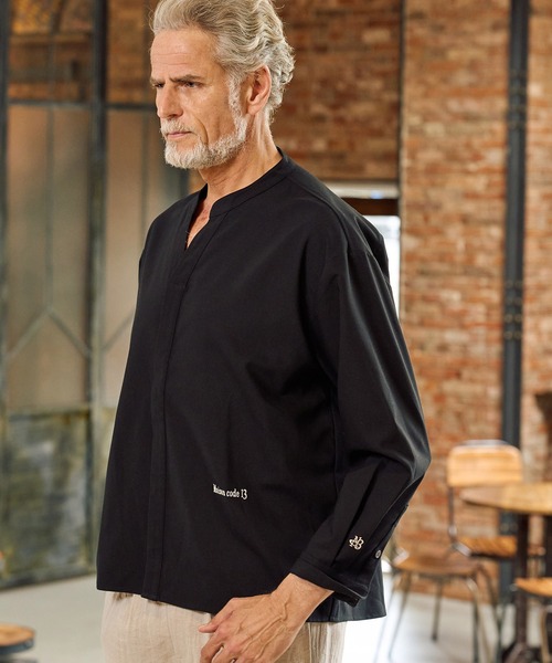 Maison code 13(メゾンコードサーティーン)の「ms6440-front fly stretch oxford long sleeve shirts シャツ(M26S-01)(シャツ/ブラウス・メンズ・ホワイト/ブラック・S/M/L)」の4枚目の写真