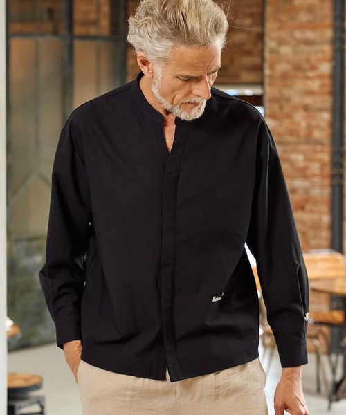 Maison code 13(メゾンコードサーティーン)の「ms6440-front fly stretch oxford long sleeve shirts シャツ(M26S-01)(シャツ/ブラウス・メンズ・ホワイト/ブラック・S/M/L)」の5枚目の写真