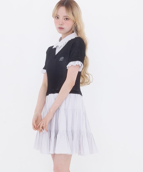 FickleBebe(フィクルベベ)の「ジャガードレイヤードワンピ(ワンピース・レディース・ネイビー/ブラック・FREE)」の9枚目の写真
