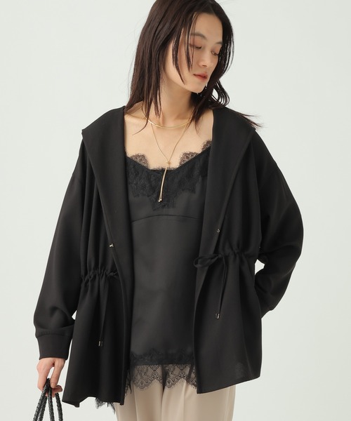 Elura(エルーラ)の「サラサラリラクシーフードカーディガン/656791(カーディガン/ボレロ・レディース・ブラック/オフホワイト/モカ/ダークブラウン・FREE)」の1枚目の写真