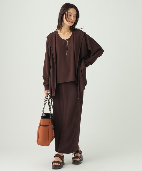 Elura(エルーラ)の「サラサラリラクシーフードカーディガン/656791(カーディガン/ボレロ・レディース・ブラック/オフホワイト/モカ/ダークブラウン・FREE)」の20枚目の写真