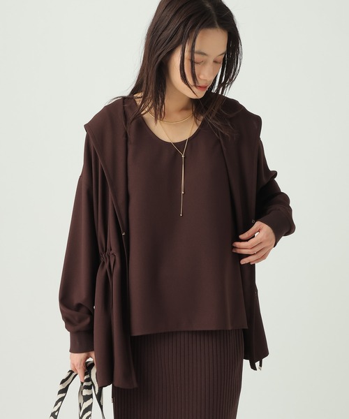 Elura(エルーラ)の「サラサラリラクシーフードカーディガン/656791(カーディガン/ボレロ・レディース・ブラック/オフホワイト/モカ/ダークブラウン・FREE)」の18枚目の写真