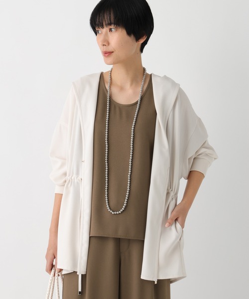 Elura(エルーラ)の「サラサラリラクシーフードカーディガン/656791(カーディガン/ボレロ・レディース・ブラック/オフホワイト/モカ/ダークブラウン・FREE)」の5枚目の写真