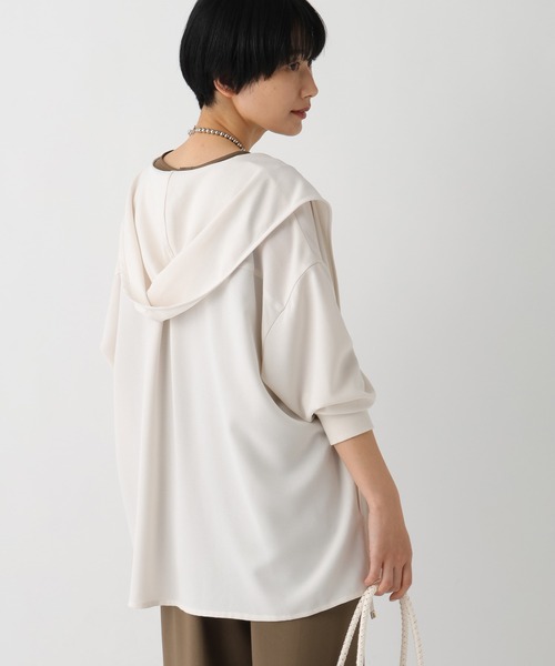 Elura(エルーラ)の「サラサラリラクシーフードカーディガン/656791(カーディガン/ボレロ・レディース・ブラック/オフホワイト/モカ/ダークブラウン・FREE)」の6枚目の写真