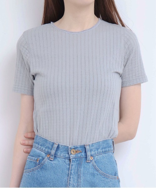 fig London(フィグロンドン)の「_eyelet tereko short sleeve(Tシャツ/カットソー・レディース・ブラック/ホワイト/グレー・FREE)」の2枚目の写真