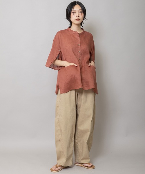 Munich(ミューニック)の「60sフレンチリネンキャンバスプルオーバーシャツ(シャツ/ブラウス・レディース・ブラック/ベージュ/ホワイト/レンガ・FREE)」の9枚目の写真