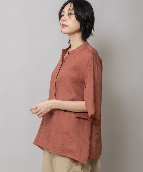 Munich(ミューニック)の「60sフレンチリネンキャンバスプルオーバーシャツ(シャツ/ブラウス・レディース・ブラック/ベージュ/ホワイト/レンガ・FREE)」の5枚目の写真