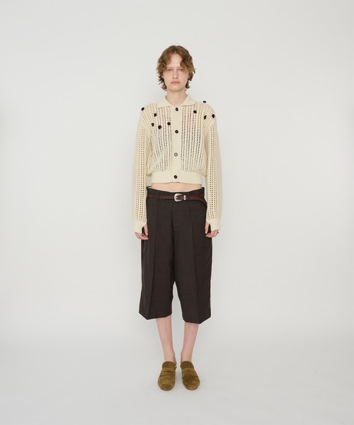 JANE SMITH / JOHN SMITH（ジェーンスミスジョンスミス）の「CROCHET STAR 7G MESH POLO COLLAR CARDIGAN（カーディガン/ボレロ・レディース・オフホワイト・M）」の3枚目の写真