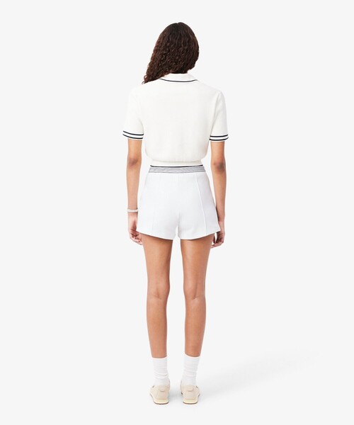 LACOSTE（ラコステ）の「フランスメイド ボーダーウエストバンド鹿の子地ショーツ（その他パンツ・レディース・ホワイト×ネイビー・36/38）」の3枚目の写真
