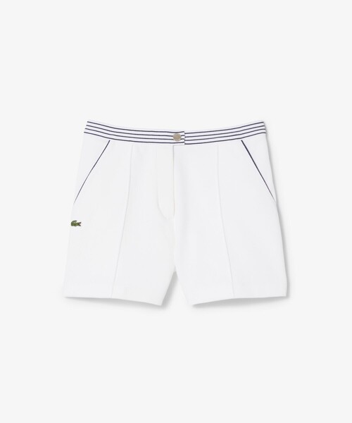 LACOSTE（ラコステ）の「フランスメイド ボーダーウエストバンド鹿の子地ショーツ（その他パンツ・レディース・ホワイト×ネイビー・36/38）」の4枚目の写真