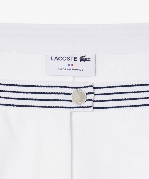 LACOSTE（ラコステ）の「フランスメイド ボーダーウエストバンド鹿の子地ショーツ（その他パンツ・レディース・ホワイト×ネイビー・36/38）」の6枚目の写真