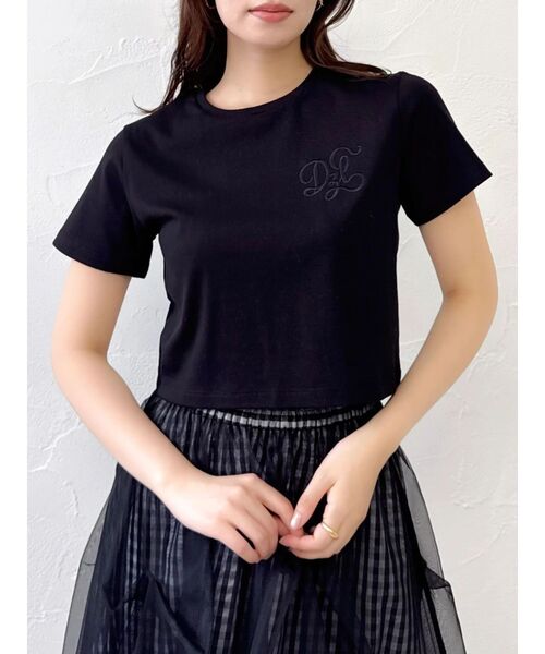 dazzlin（ダズリン）の「【UV】ラインストーンモチーフコンパクトTシャツ（Tシャツ/カットソー・レディース・ブルー/オフホワイト/ブラック/ライム・FREE）」の2枚目の写真