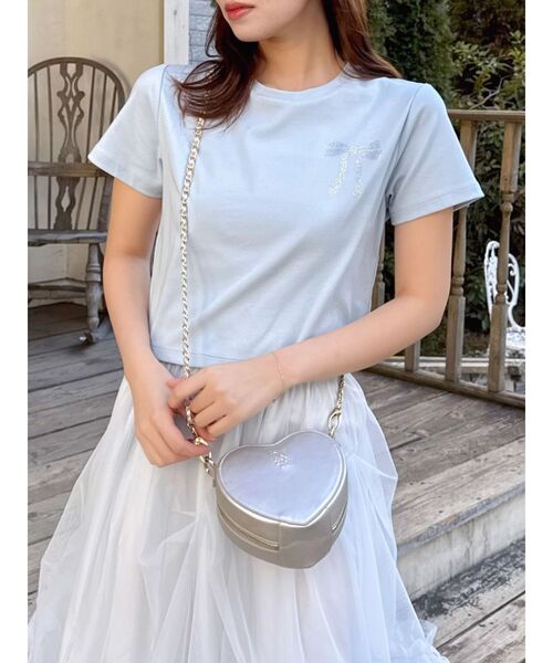 dazzlin（ダズリン）の「【UV】ラインストーンモチーフコンパクトTシャツ（Tシャツ/カットソー・レディース・ブルー/オフホワイト/ブラック/ライム・FREE）」の5枚目の写真