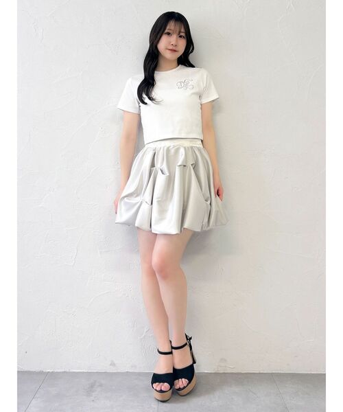 dazzlin（ダズリン）の「【UV】ラインストーンモチーフコンパクトTシャツ（Tシャツ/カットソー・レディース・ブルー/オフホワイト/ブラック/ライム・FREE）」の7枚目の写真