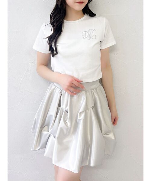 dazzlin（ダズリン）の「【UV】ラインストーンモチーフコンパクトTシャツ（Tシャツ/カットソー・レディース・ブルー/オフホワイト/ブラック/ライム・FREE）」の12枚目の写真