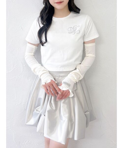 dazzlin（ダズリン）の「【UV】ラインストーンモチーフコンパクトTシャツ（Tシャツ/カットソー・レディース・ブルー/オフホワイト/ブラック/ライム・FREE）」の13枚目の写真