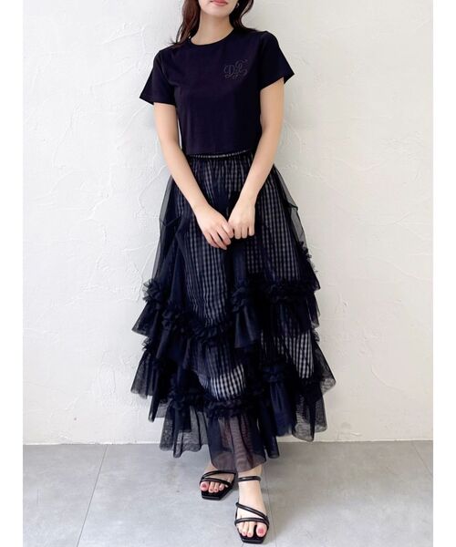 dazzlin（ダズリン）の「【UV】ラインストーンモチーフコンパクトTシャツ（Tシャツ/カットソー・レディース・ブルー/オフホワイト/ブラック/ライム・FREE）」の15枚目の写真