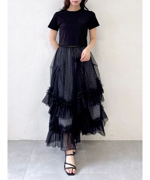 dazzlin（ダズリン）の「【UV】ラインストーンモチーフコンパクトTシャツ（Tシャツ/カットソー・レディース・ブルー/オフホワイト/ブラック/ライム・FREE）」の16枚目の写真