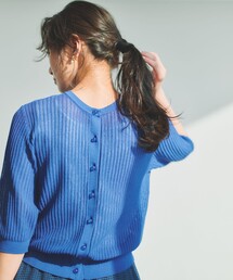 【加藤ローサさん着用・前後着用可】レーシーニット カーディガン