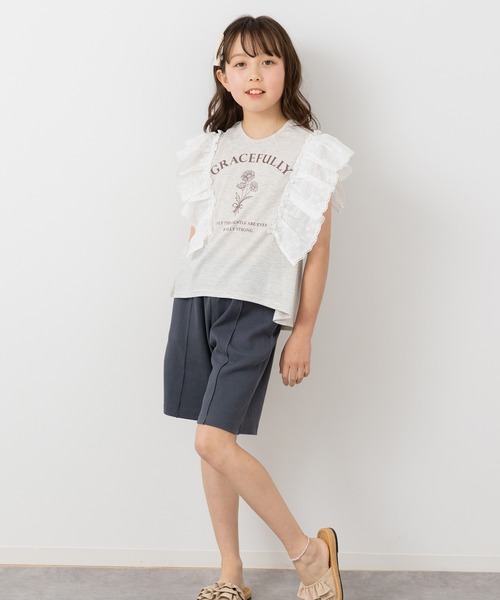 JAM & LINK(ジャムアンドリンク)の「テレコ素材 ピンタックハーフパンツ(その他パンツ・キッズ・グレー/ブラウン/チャコールグレー/グレイッシュブルー/ブラック・160cm/150cm/140cm/130cm/120cm/110cm/100cm)」の16枚目の写真