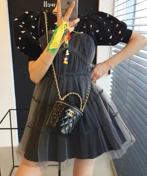 lulufa（ルルファ）の「チュールキャミティアードミニワンピース（ワンピース・レディース・ブラック/チャコール・FREE）」の17枚目の写真