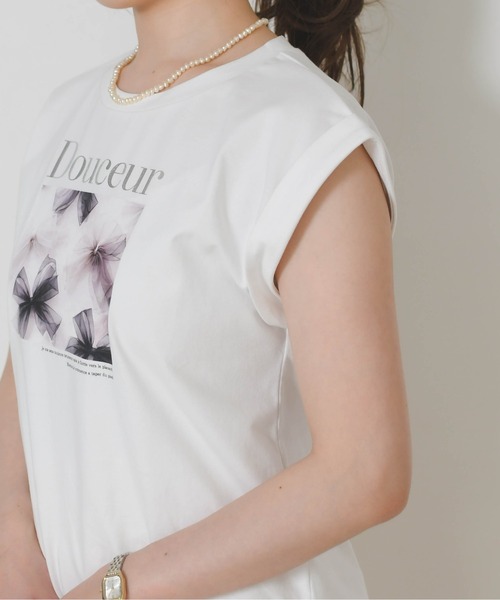 31 Sons de mode（トランテアン　ソン　ドゥ　モード）の「2026春夏新作 リボンプリントフレンチスリーブTシャツ（Tシャツ/カットソー・レディース・ブラック/オフホワイト・ﾌﾘ-）」の19枚目の写真