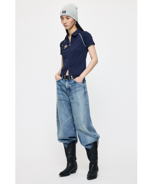 MOUSSY(マウジー)の「U/M ZIP UP シャツ(シャツ/ブラウス・レディース・イエロー/ネイビー・FREE)」の6枚目の写真