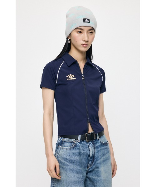 MOUSSY(マウジー)の「U/M ZIP UP シャツ(シャツ/ブラウス・レディース・イエロー/ネイビー・FREE)」の7枚目の写真