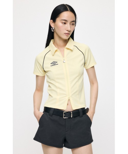 MOUSSY(マウジー)の「U/M ZIP UP シャツ(シャツ/ブラウス・レディース・イエロー/ネイビー・FREE)」の14枚目の写真