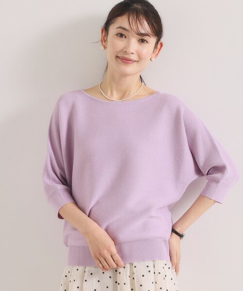 ITS'DEMO（イッツデモ）の「【手洗い可】ラメガーターニット（ニット/セーター・レディース・アイボリー/ネイビー/パープル/ライトグリーン・00）」の4枚目の写真