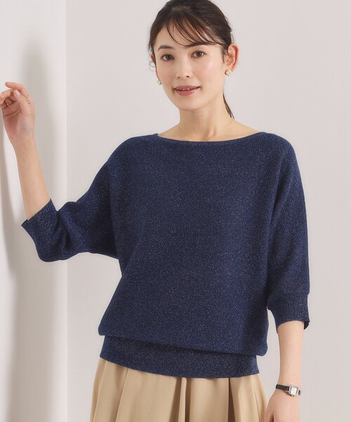 ITS'DEMO（イッツデモ）の「【手洗い可】ラメガーターニット（ニット/セーター・レディース・アイボリー/ネイビー/パープル/ライトグリーン・00）」の3枚目の写真