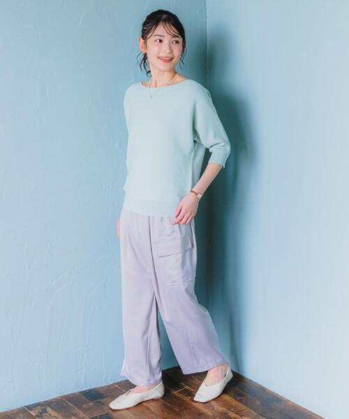 ITS'DEMO（イッツデモ）の「【手洗い可】ラメガーターニット（ニット/セーター・レディース・アイボリー/ネイビー/パープル/ライトグリーン・00）」の6枚目の写真