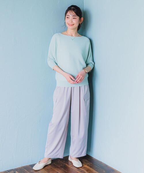 ITS'DEMO（イッツデモ）の「【手洗い可】ラメガーターニット（ニット/セーター・レディース・アイボリー/ネイビー/パープル/ライトグリーン・00）」の7枚目の写真