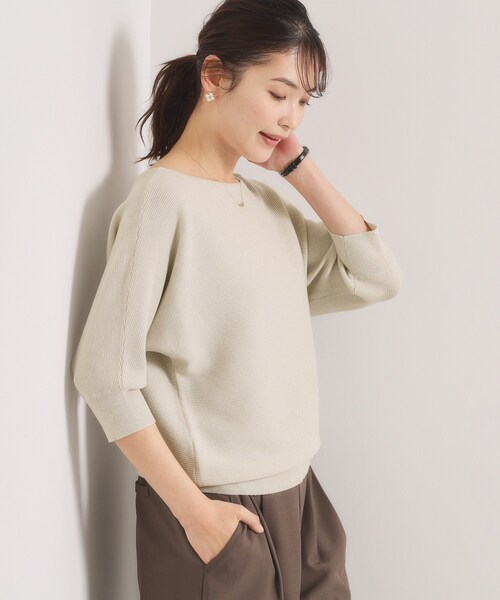 ITS'DEMO（イッツデモ）の「【手洗い可】ラメガーターニット（ニット/セーター・レディース・アイボリー/ネイビー/パープル/ライトグリーン・00）」の8枚目の写真