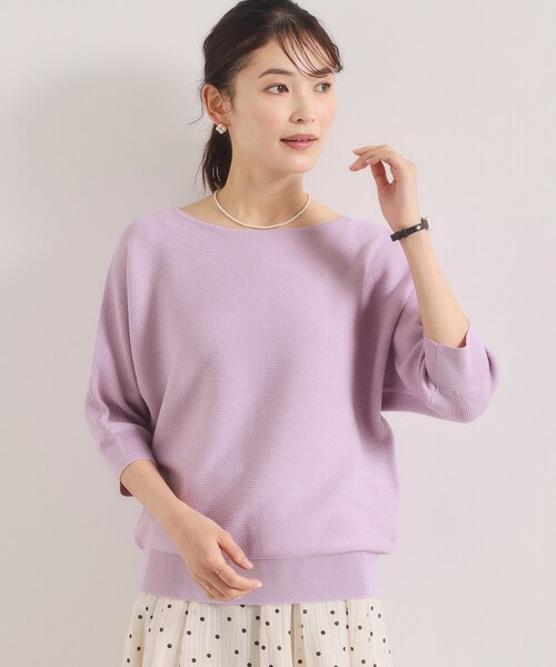 ITS'DEMO（イッツデモ）の「【手洗い可】ラメガーターニット（ニット/セーター・レディース・アイボリー/ネイビー/パープル/ライトグリーン・00）」の16枚目の写真