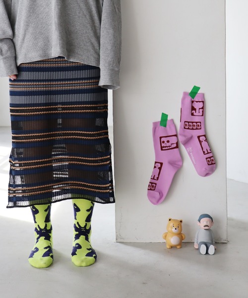 KIVISDOU(キビスドウ)の「【2足組】RAKUGAKI クルーソックス(ソックス/靴下・レディース・A・S)」の1枚目の写真