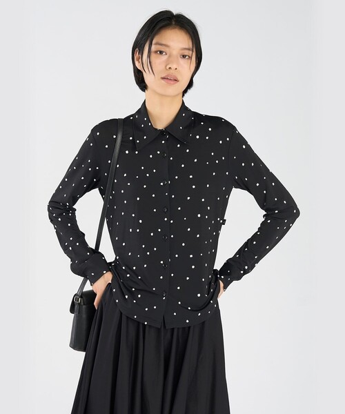 agnes b.(アニエスベー)の「ドット ジャージー 長袖 ブラウス "Boys Boys"(シャツ/ブラウス・レディース・ブラック・3/2/1)」の2枚目の写真