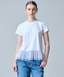 アシンメトリードットチュールTシャツ