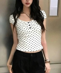 ドット柄ショートtシャツ