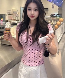 ドット柄ショートtシャツ