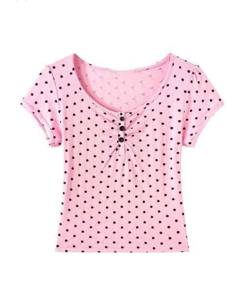 ViViDAY(ビビデー)の「ドット柄ショートtシャツ(Tシャツ/カットソー・レディース・ピンク/ホワイト・M)」の11枚目の写真